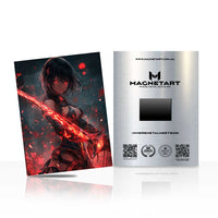 Crimson Ember Vanguard Metal Wall Art – Anime Fireblade Warrior Magnetic Aluminium Print | MagnetArt