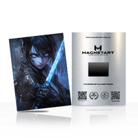 Azure Nightblade Assassin Metal Wall Art – Dark Anime Warrior Magnetic Aluminium Print | MagnetArt