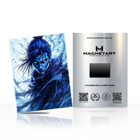 Azure Tempest Ronin Metal Wall Art – Elemental Storm Warrior Magnetic Aluminium Print | MagnetArt