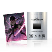 Voidstrike Phantom Metal Wall Art – Neon Shadow Blade Warrior Magnetic Aluminium Print | MagnetArt