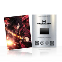 Inferno Blade Vanguard Metal Wall Art – Anime Fire Swordsman Magnetic Aluminium Print | MagnetArt