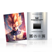 Elite Saiyan Warrior Anime Metal Wall Art – Orange Aura Power Aluminium Poster | MagnetArt