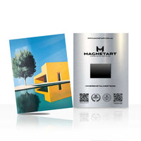 Modern Yellow House Metal Wall Art – Minimalist Architectural Magnetic Aluminium Print | MagnetArt