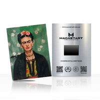 Iconic Woman Portrait Wall Art – Floral Background Aluminium Print | MagnetArt