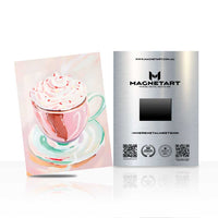 Minimal Coffee Wall Art – Pastel Latte Cup Aluminium Print | MagnetArt