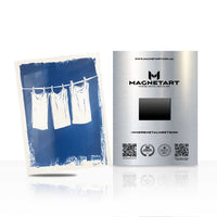 Minimal Laundry Line Wall Art – Rustic Blue Aluminium Print | MagnetArt
