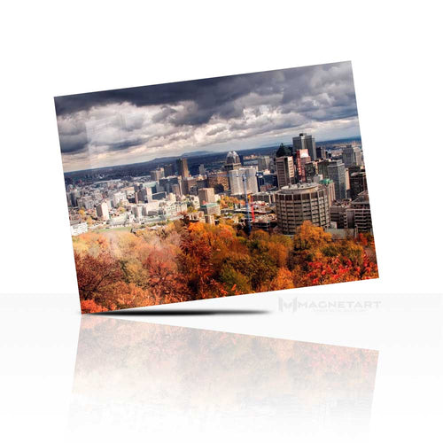 Autumn City Skyline Metal Wall Art – Fall Park View Aluminium Print | MagnetArt