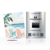 Pastel Beach Chairs Wall Art – Coastal Relaxation Aluminium Print | MagnetArt