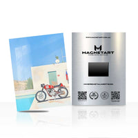 Minimalist Coastal Bike Wall Art – Modern Travel Magnetic Aluminium Print | MagnetArt