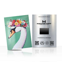 Floral Swan Metal Wall Art – Elegant Whimsical Bird Magnetic Aluminium Print | MagnetArt