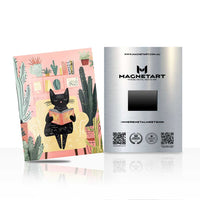 Boho Black Cat Metal Wall Art – Whimsical Desert Cat Magnetic Aluminium Print | MagnetArt