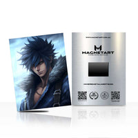 Ice Shadow Warrior Metal Wall Art – Blue Fantasy Character Magnetic Aluminium Print | MagnetArt