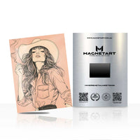 Boho Cowgirl Sketch Metal Wall Art – Minimal Fashion Portrait Magnetic Aluminium Print | MagnetArt