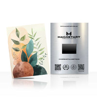 Terracotta Botanical Harmony Metal Wall Art – Modern Organic Plant Illustration Magnetic Aluminium Print | MagnetArt