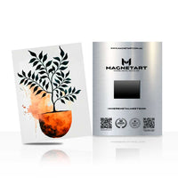 Terracotta Botanical Vase Metal Wall Art – Modern Minimalist Plant Illustration Magnetic Aluminium Print | MagnetArt