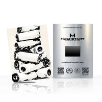 Vintage Camera Stack Metal Wall Art – Monochrome Photography Tribute Magnetic Aluminium Print | MagnetArt