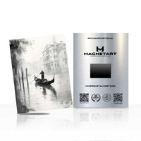 Silent Canal Escape – Misty Gondola Black & White Wall Art | MagnetArt