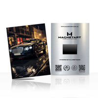 Luxury Black Sports Car Night City Metal Wall Art – Premium Aluminium Print | MagnetArt