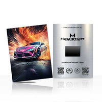 Explosive Supercar Wall Art – Neon Fire Aluminium Print | MagnetArt