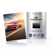 Red Sports Car Highway Wall Art – Sunset Drive Aluminium Print | MagnetArt