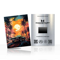 Retro Sunset Drive Wall Art – Palm Neon Aluminium Print | MagnetArt