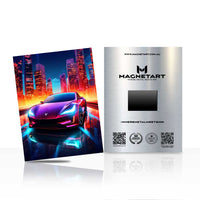 Neon Supercar Night Wall Art – Cyber City Aluminium Print | MagnetArt