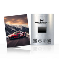 Red Supercar Mountain Drive Metal Wall Art – Performance Car Aluminium Print | MagnetArt