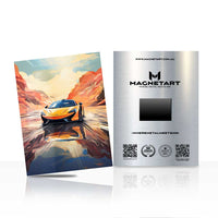 Desert Sunset Supercar Wall Art – Artistic Landscape Aluminium Print | MagnetArt