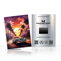 Retro Sunset Car Wall Art – Neon Palm Drive Aluminium Print | MagnetArt