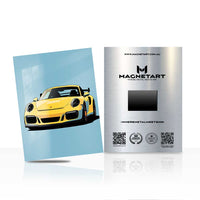 Minimal Sports Car Wall Art – Clean Blue Background Aluminium Print | MagnetArt