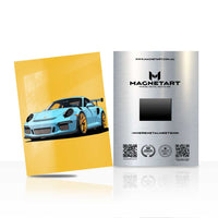 Minimalist Sports Car Wall Art – Bold Yellow Aluminium Print | MagnetArt