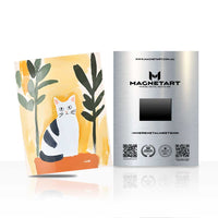 Maximalist Cat Vase Metal Wall Art – Botanical Abstract Magnetic Aluminium Print | MagnetArt