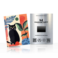 Midnight Jungle Cat Metal Wall Art – Modern Botanical Feline Illustration Magnetic Aluminium Print | MagnetArt