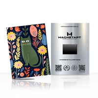 Midnight Meadow Cat Metal Wall Art – Whimsical Floral Feline Magnetic Aluminium Print | MagnetArt