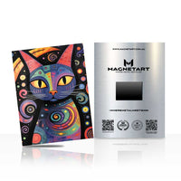 Cosmic Kaleidoscope Cat Metal Wall Art – Psychedelic Feline Magnetic Aluminium Print | MagnetArt