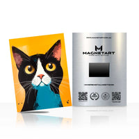 Curious Tuxedo Cat Metal Wall Art – Modern Pet Portrait Magnetic Aluminium Print | MagnetArt