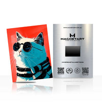 Cool Cat Pop Art Metal Wall Art – Stylish Feline Portrait Magnetic Aluminium Print | MagnetArt