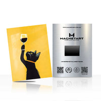 Black Cat Wine Wall Art – Playful Minimalist Aluminium Print | MagnetArt
