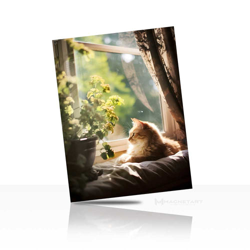 Sunlit Calm – Cat Window Wall Art
