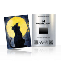 Black Cat Moon Wall Art – Mystical Night Sky Aluminium Print | MagnetArt