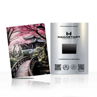 Cherry Blossom Garden Bridge Metal Wall Art