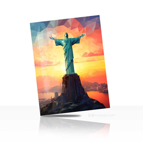Christ the Redeemer Sunset Metal Wall Art – Rio Skyline Aluminium Print | MagnetArt