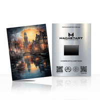 Rainy Night City Lights Metal Wall Art – Cinematic Urban Reflection Aluminium Print | MagnetArt