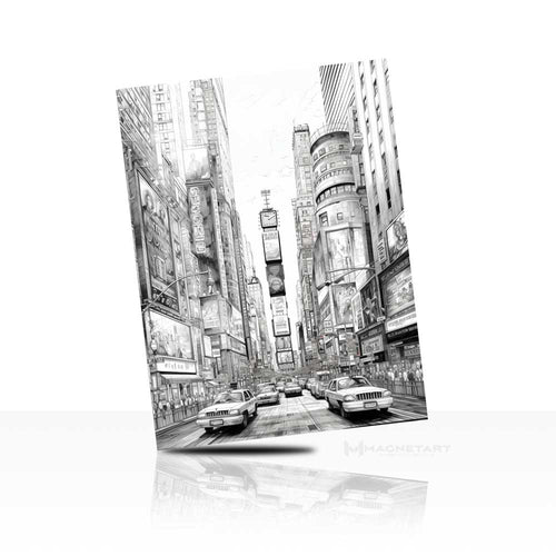 City Rush Perspective – Black & White Urban Street Wall Art | MagnetArt