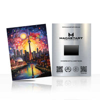 Cosmic City Skyline Metal Wall Art – Dreamlike Night Tower Reflection Aluminium Print | MagnetArt