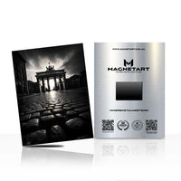 Brandenburg Gate Reflection Metal Wall Art – Black & White Night City Aluminium Print | MagnetArt
