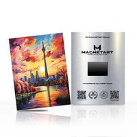 Sunset Skyline Tower Metal Wall Art – Vibrant City Reflection Aluminium Print | MagnetArt