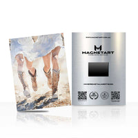 Coastal Cowgirl Walk Metal Wall Art – Beach Boots Watercolor Magnetic Aluminium Print | MagnetArt