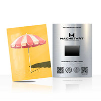 Sunny Beach Umbrella Metal Wall Art – Minimalist Coastal Summer Magnetic Aluminium Print | MagnetArt