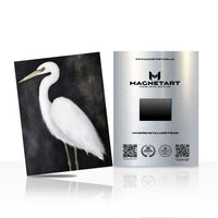 Elegant White Heron Metal Wall Art – Minimal Coastal Bird Magnetic Aluminium Print | MagnetArt